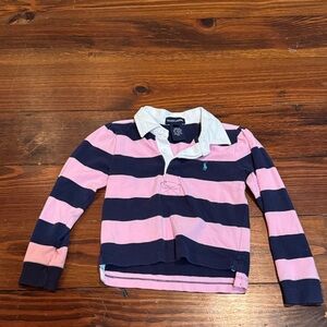 Ralph Lauren Kids Pink and Navy Striped Button Shirt